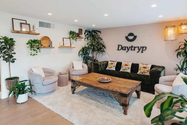 Cozy integration therapy room with modern chairs and natural light – Daytryp Psychedelic Wellness